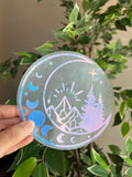 Moon And Mountain Suncatcher Sticker, Window Decal, Window Sticker, Window Film, Rainbow Maker, Moon Sticker, Mountain Sticker, Car Decal