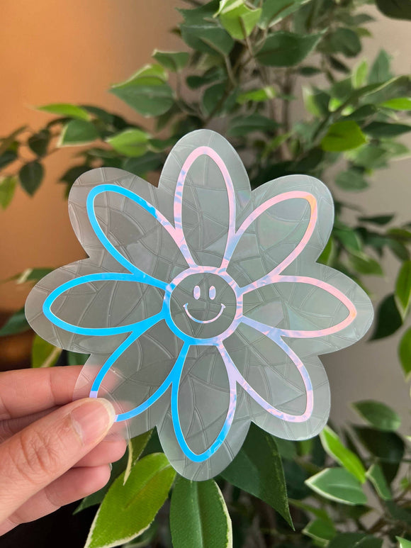 Daisy Suncatcher, Sun Catcher Sticker, Smiley Face, Good Vibes, Rainbow Maker, Window Decal, Window Sticker, Prism Suncatcher, Fall Decor